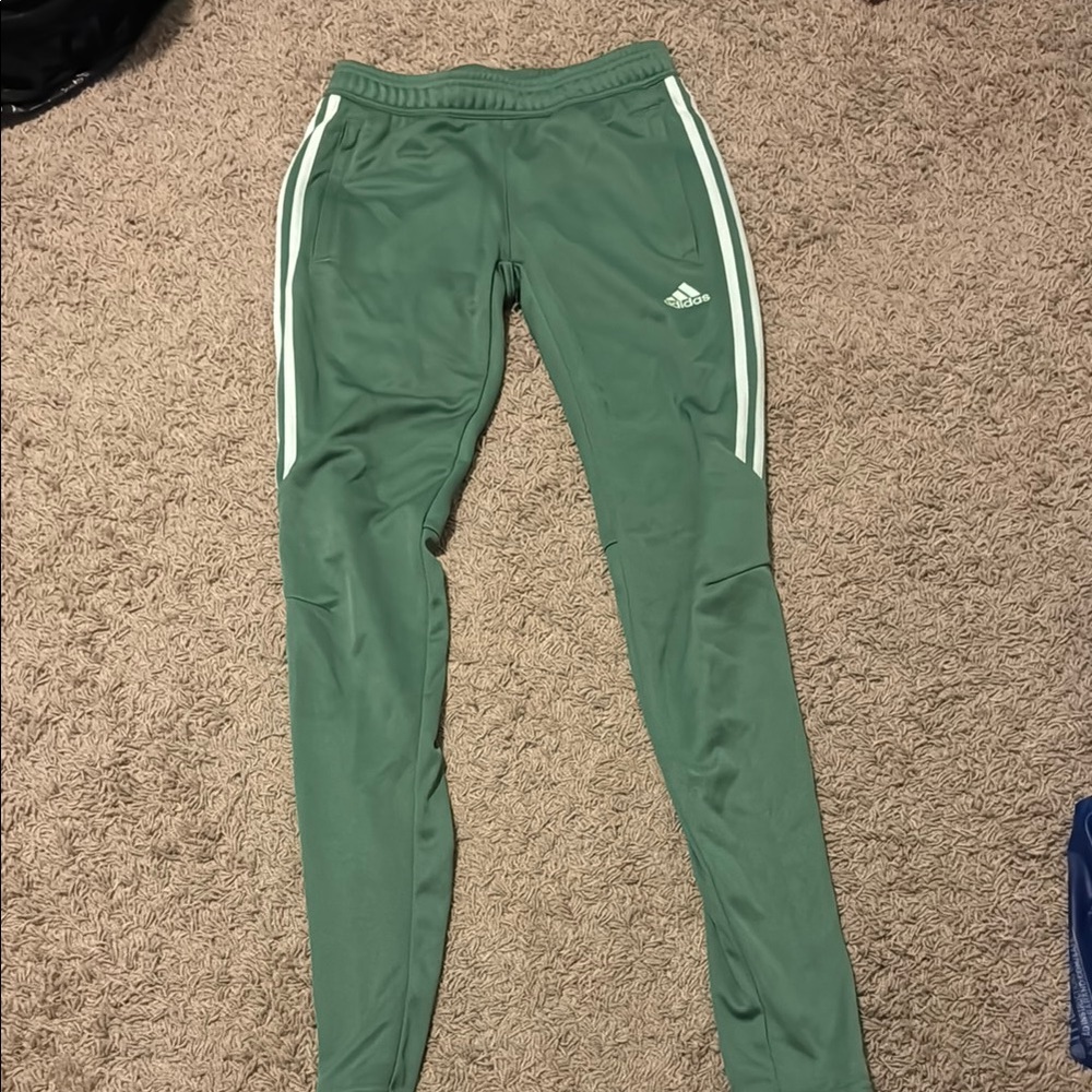 Adidas Green Sweatpants with Signature Stripes